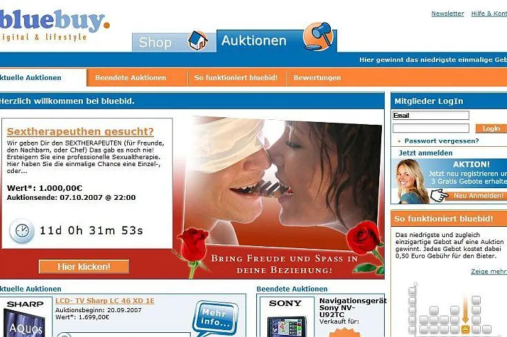 Bild: Auktionsportal bluebuy versteigert Sex-Therapeuten
