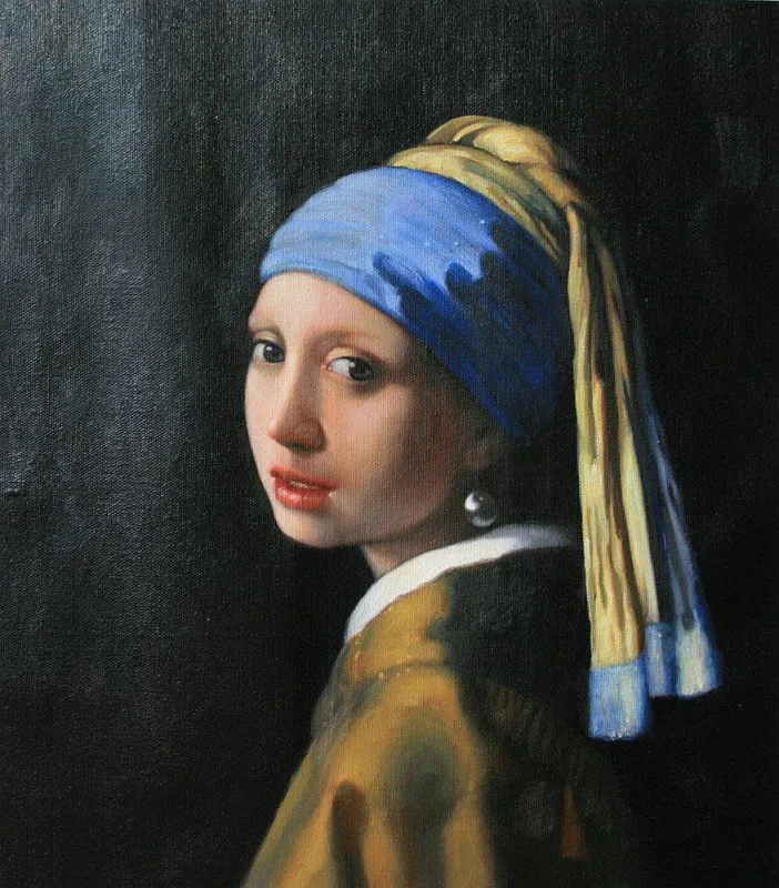 Das Mädchen mit dem Perlenohrgehänge von Vermeer als Reproduktion