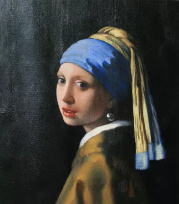 Bild: Das Mädchen mit dem Perlenohrgehänge von Vermeer als Reproduktion