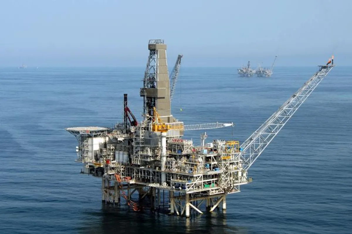 Offshore-Plattform Azeri Chirag Deep Water Gunashli im Kaspischen Meer.