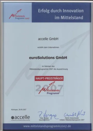 Bild: Nürtinger accelle GmbH vergibt beim Mittelstandsprogramm 2007 Preise im Wert von 65.000 €
