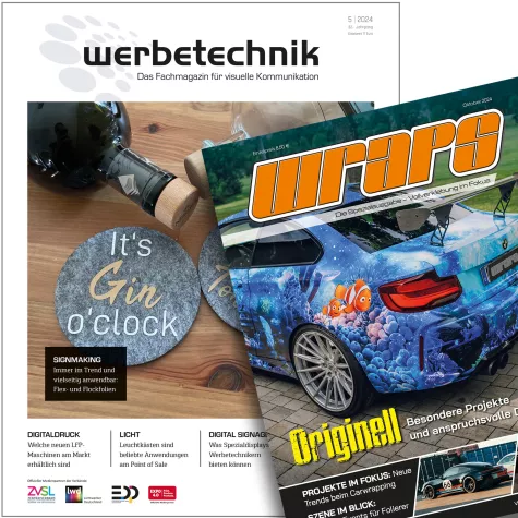 Fachmagazin WERBETECHNIK 5 2024 und WRAPS veröffentlicht: Fachwissen im Doppelpack Bild: Fachmagazin WERBETECHNIK 5 2024 und WRAPS veröffentlicht: Fachwissen im Doppelpack