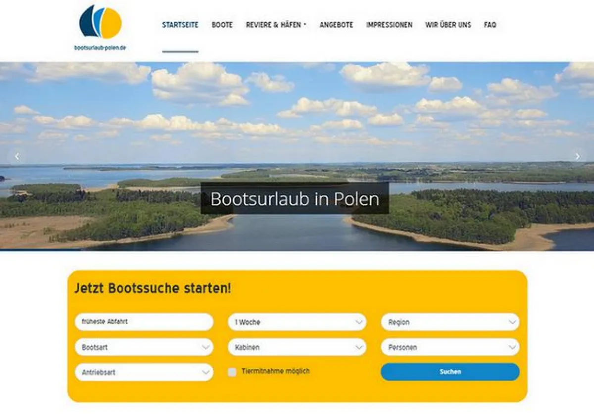 neues Portal zur Online-Buchung von Hausbooten und Segelbooten in Polen