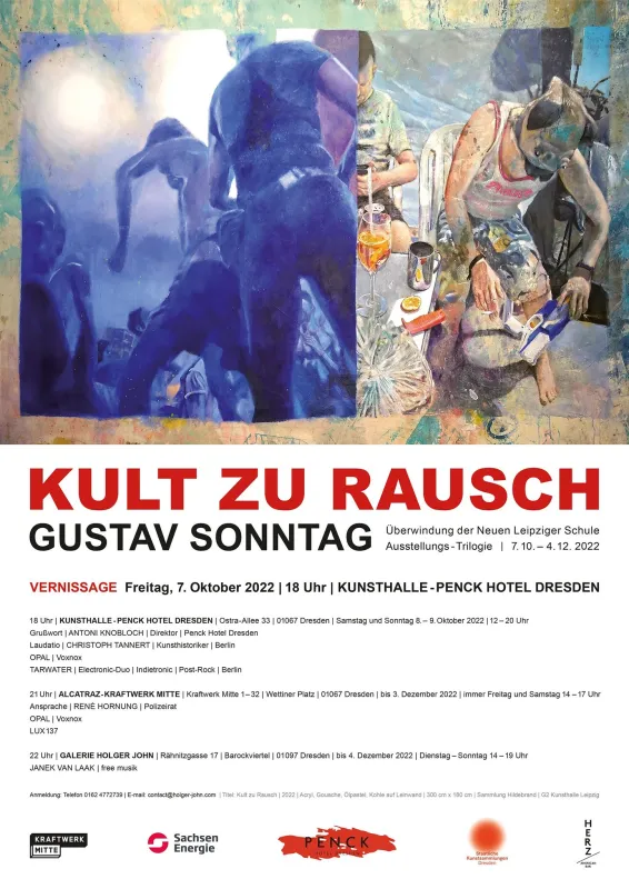 Gustav Sonntag, KULT ZU RAUSCH, 2022, 300x180 cm, , Sammlung Hildebrand, G2 Kunsthalle Leipzig (© Gustav Sonntag)