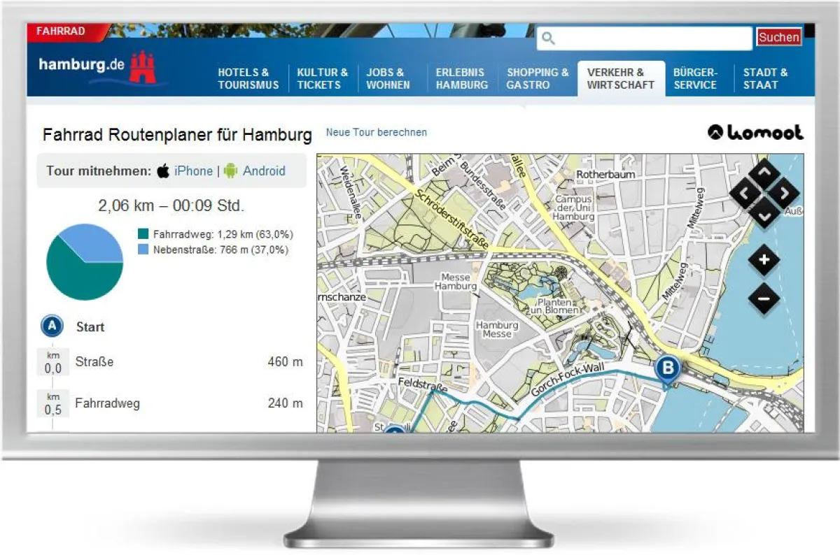 Fahrrad-Routenplaner für Hamburg