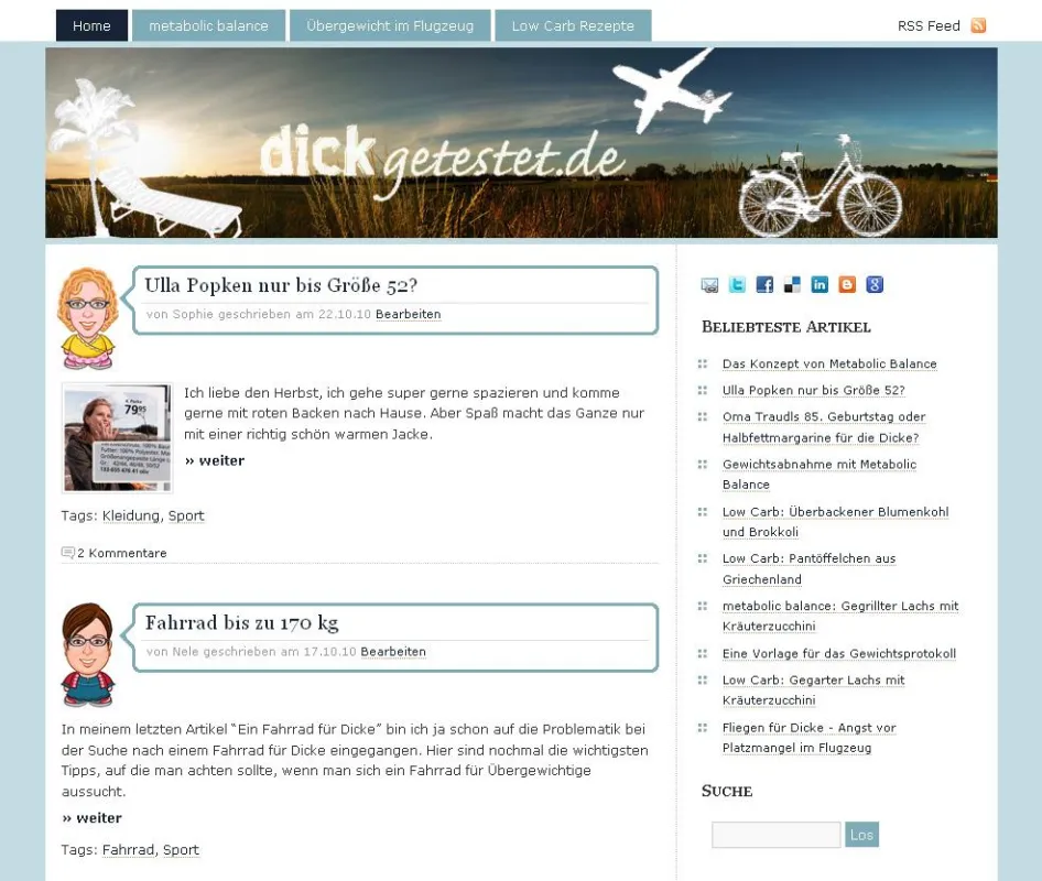 Im Blog finden sich Informationen, Berichte und Ideen rund um das Leben mit Übergewicht