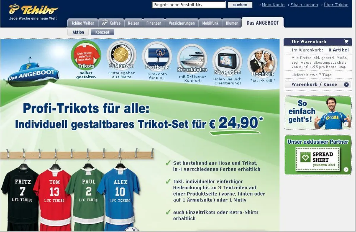 Mannschaftstrikots von Tchibo und Spreadshirt