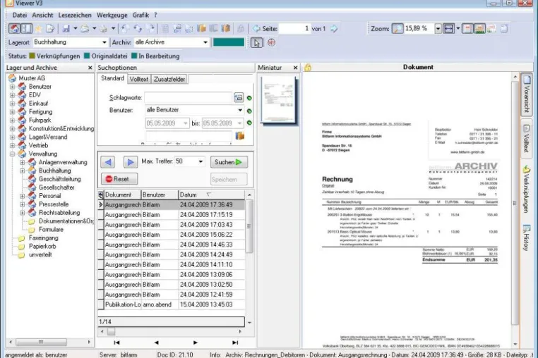 Bild: Neue GPL-Version 3.4.3 des lizenzkostenfreien Dokumentenmanagementsystems bitfarm-Archiv
