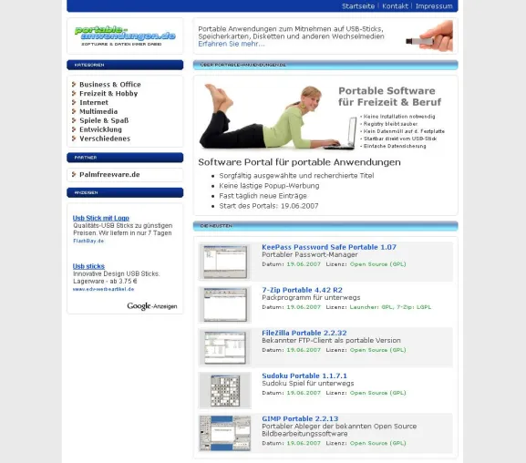 Neues Software Portal für portable Anwendungen Bild: Neues Software Portal für portable Anwendungen