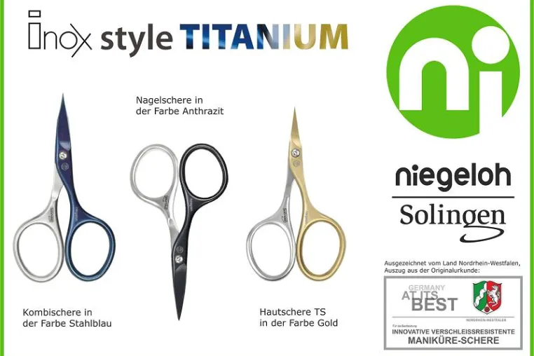 Vorstellung der neuen Serie Inox style Titanium – die Schere, die sich selbst schärft. Bild: Vorstellung der neuen Serie Inox style Titanium – die Schere, die sich selbst schärft.