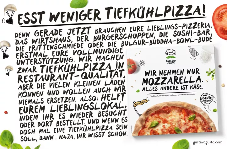 Bild: Gustavo Gusto mit überraschender Anzeigenkampagne