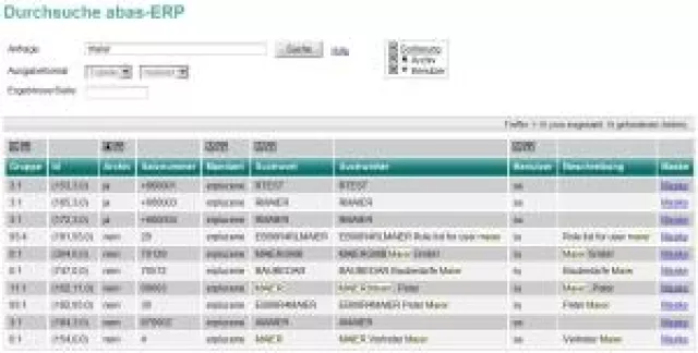 Bild: Schnelle Suche in der abas-Business-Software