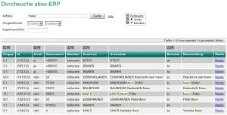 Bild: Schnelle Suche in der abas-Business-Software