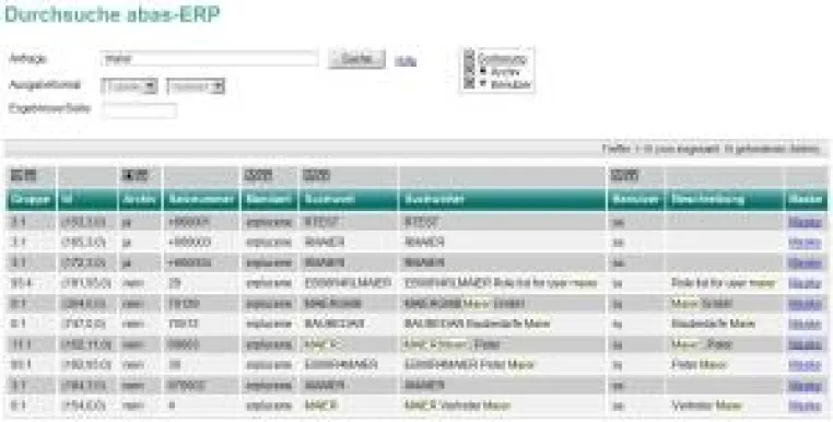 Bild: Schnelle Suche in der abas-Business-Software