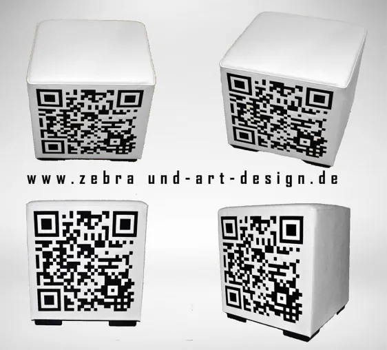 Der "QR-CUBE" von Zebra und Art Design – Werbung auf der man gerne sitzenbleibt Bild: Der "QR-CUBE" von Zebra und Art Design – Werbung auf der man gerne sitzenbleibt