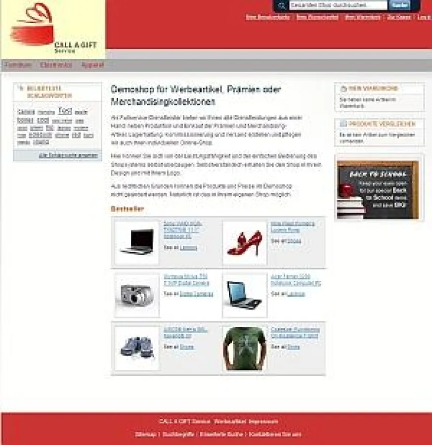 Demo-Shop für Merchandising- und Prämienprogramme