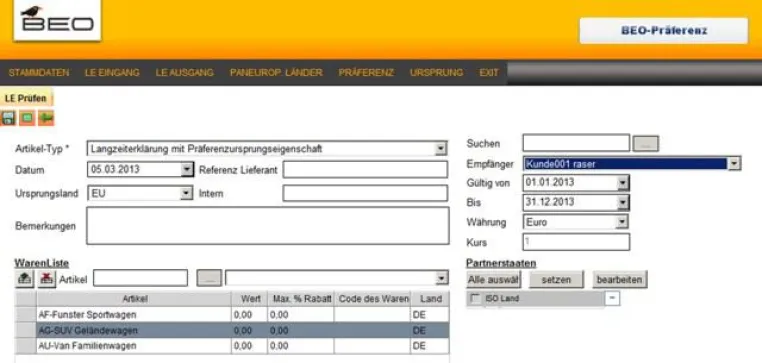 Bild: Präferenzkalkulation mit BEO-Software - Zollersparnisse umfassend nutzen