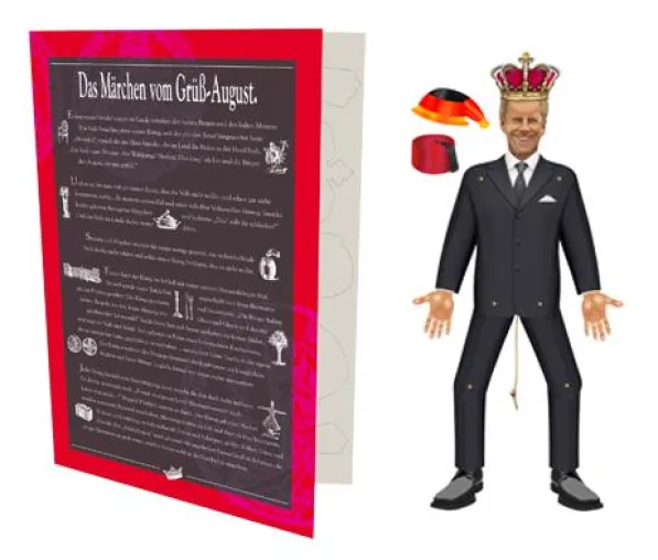 Ist der Präsident ein Hampelmann? Easyverlag bringt Märchen-Grußkarte mit Hampelmann-Bastelbogen heraus. Bild: Ist der Präsident ein Hampelmann? Easyverlag bringt Märchen-Grußkarte mit Hampelmann-Bastelbogen heraus.