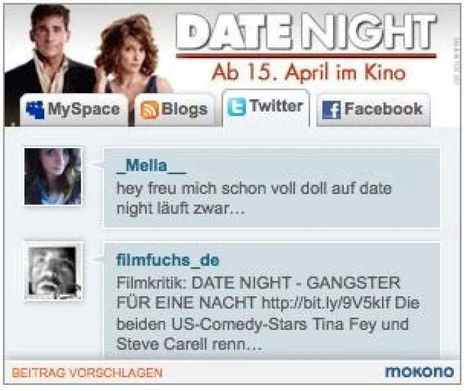 Das Social Media Ad während der Kampagne zum Kinofilm ?Date Night?