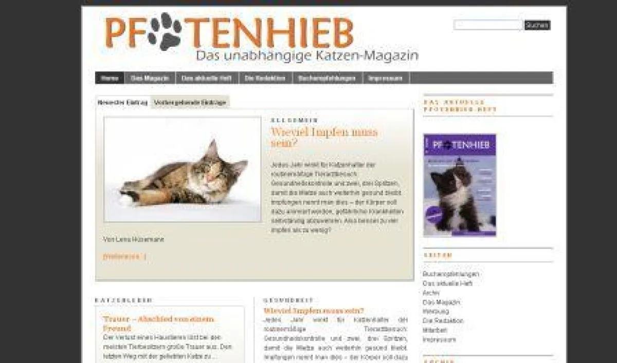 Pfotenhieb: Neue Homepage mit aktuellem Content