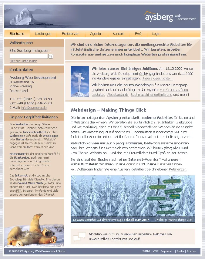 Screenshot der barrierefreien Website der Aysberg Internetagentur