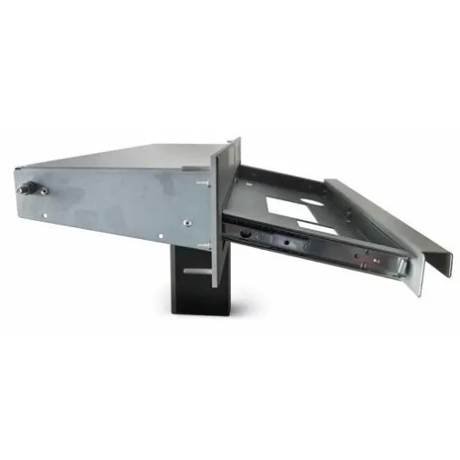 Im rechten Winkel: KWG-19 Platzsparende Tastaturschublade jetzt neu mit 12° Grad Neigung Bild: Im rechten Winkel: KWG-19 Platzsparende Tastaturschublade jetzt neu mit 12° Grad Neigung