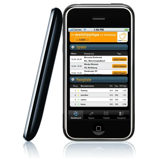 viersicht startet iPhone-Applikation „Webtippliga“ Bild: viersicht startet iPhone-Applikation „Webtippliga“