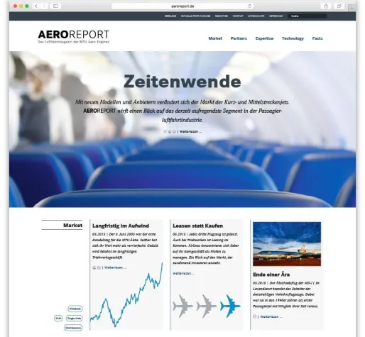 Bild: Erste Ausgabe erschienen: ADVERMA entwickelt MTU AEROREPORT als Onlinemagazin