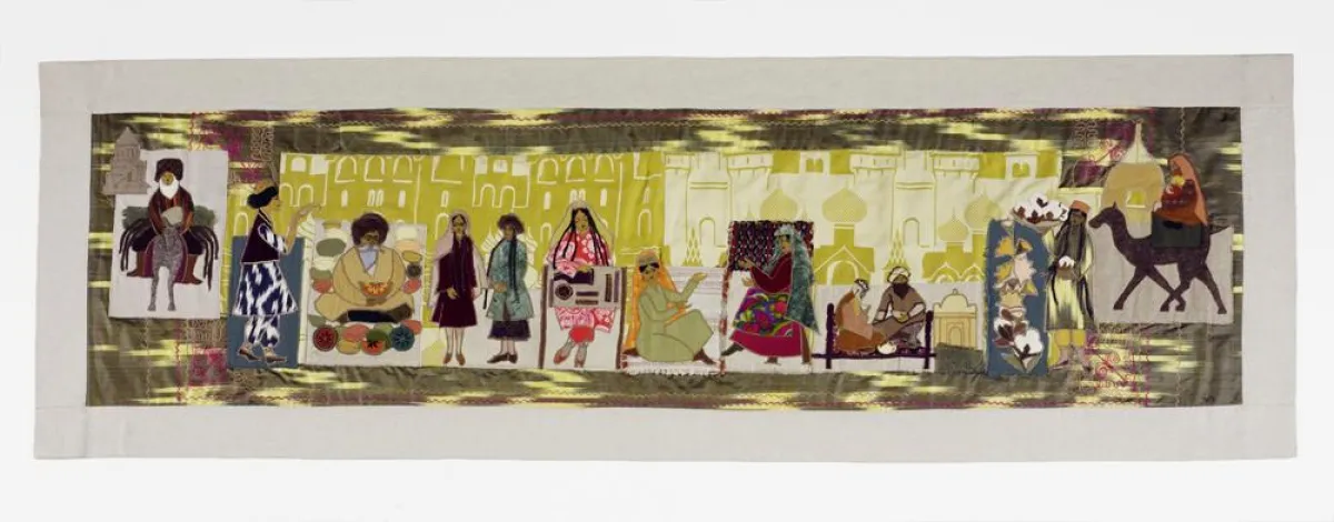 Entlang der Seidenstraße, 1982/ 2007, Applikation, 75 x 200 cm, Foto: Ute Franz-Scarciglia