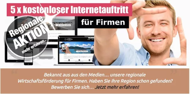 Bild: Neue Wirtschaftsförderung ermöglicht 5 Firmen einer Region jetzt einen kostenlosen Internetauftritt