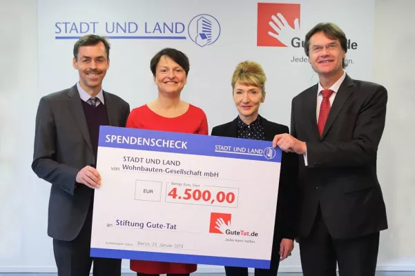 Bild: STADT UND LAND macht sich für ehrenamtliches Engagement stark - 4.500 Euro gehen an die Stiftung Gute-Tat