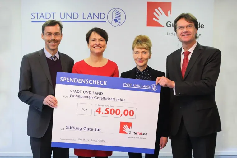 STADT UND LAND macht sich für ehrenamtliches Engagement stark - 4.500 Euro gehen an die Stiftung Gute-Tat Bild: STADT UND LAND macht sich für ehrenamtliches Engagement stark - 4.500 Euro gehen an die Stiftung Gute-Tat
