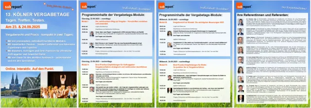 Bild: 13. Kölner Vergabetage am 23. & 24.09.2025 – Das digitale Jahres-Event zu Vergaberecht und Vergabepraxis 