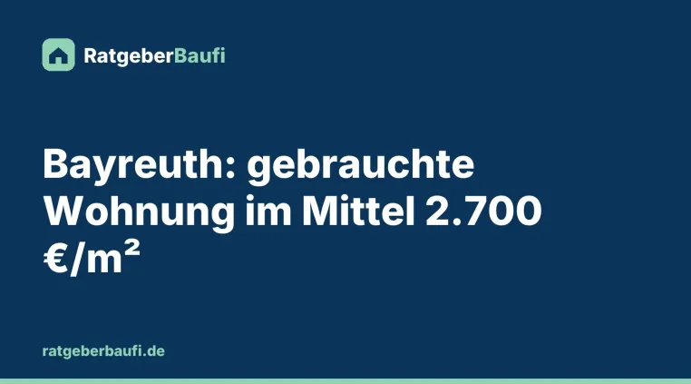 Bild: Eigentumswohnung in Bayreuth: Gebrauchte Wohnungen kosteten 2025 im Mittel 2.700 Euro je m²
