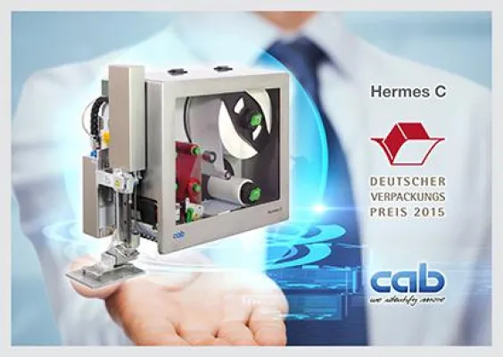 Bild: cab gewinnt Deutschen Verpackungspreis 2015 mit Zweifarbdruck- und Etikettiersystem Hermes C