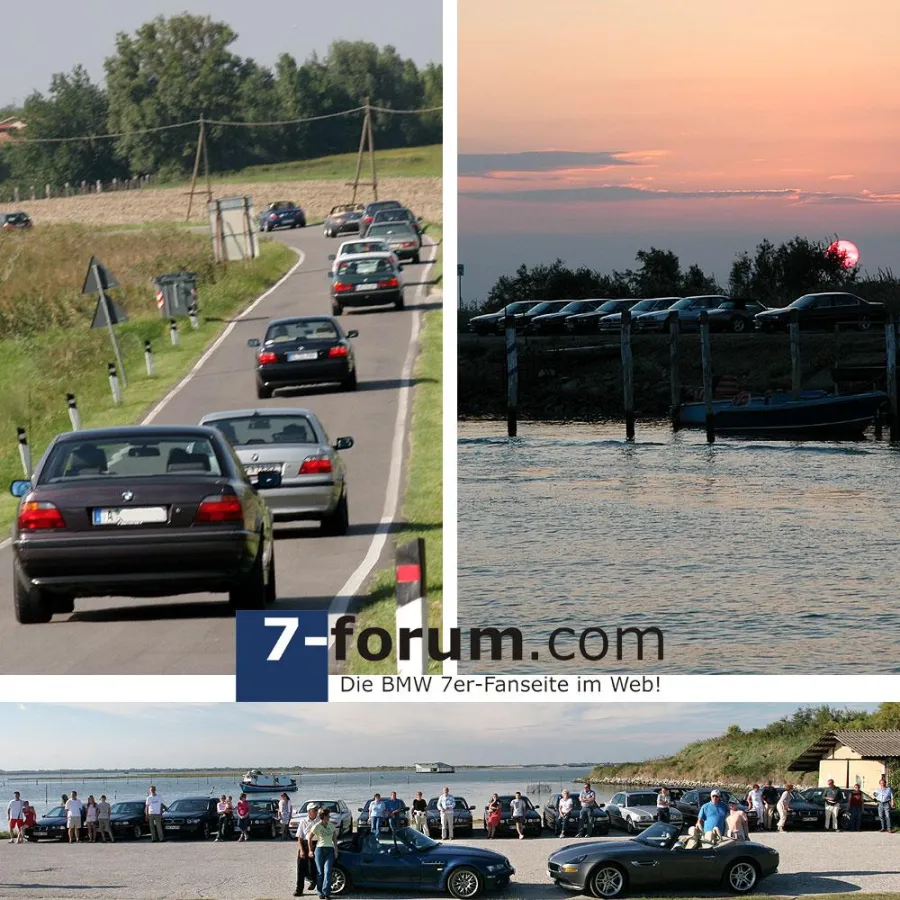 Fotos von der ersten BMW 7er-Sternfahrt im Jahr 2005 zur italienischen Insel Albarella. Weitere Fotos auch in hoher Auflösung auf Anfrage.