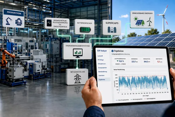 Bild: Mit dem ESiP Analyzer den Eigenverbrauch erneuerbarer Energie in Fabriken optimieren und die Netzstabilität sichern