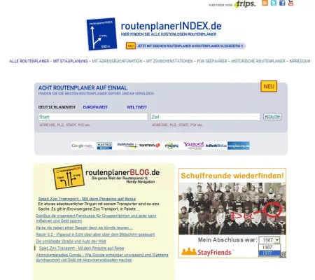 Bild: routenplanerINDEX.de mit Multi-Routenplaner - Acht Routenplaner auf einmal