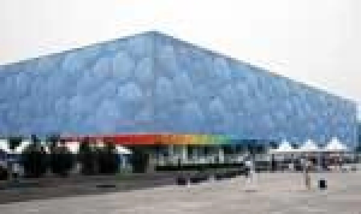 Das Gerüst des »Water Cube« in Peking © Fraunhofer IBP