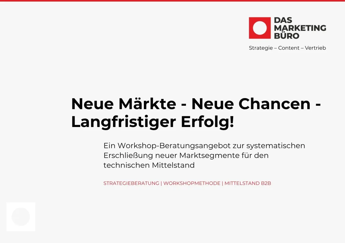 Das Marketing Büro hat für technische B2B-Unternehmen einen neuen Workshop-Prozess entwickelt (© Das Marketing Büro)
