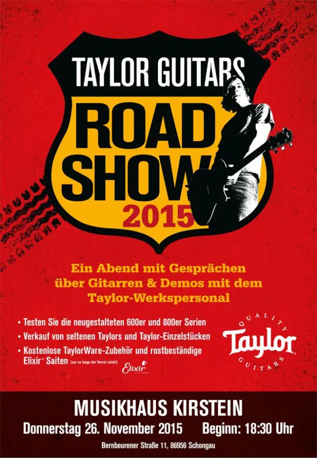 Die Taylor Road Show kommt am 26. November 2015 ins Musikhaus Kirstein nach Schongau.