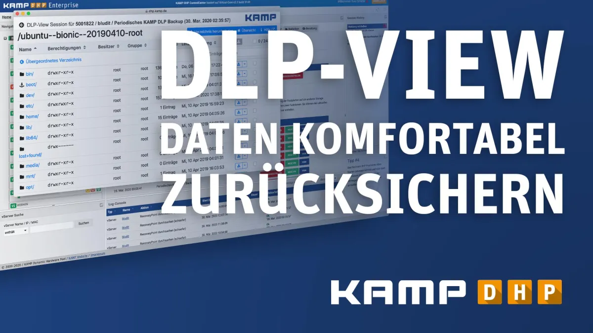 In KAMP DHP mit DLP-View Daten komfortabel zurücksichern