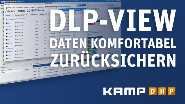 Bild: DLP-View für erweiterte Backup-Optionen auf der dynamischen Cloud-Plattform KAMP DHP