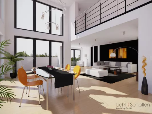 Bild: Licht und Schatten kreiert emotionale Architekturvisualisierung für erfolgreiches Immobilienmarketing