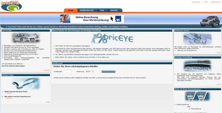 Bild: PricEYE das neue Portal für Neuwagenvermittler mit separaten Händlerlogin