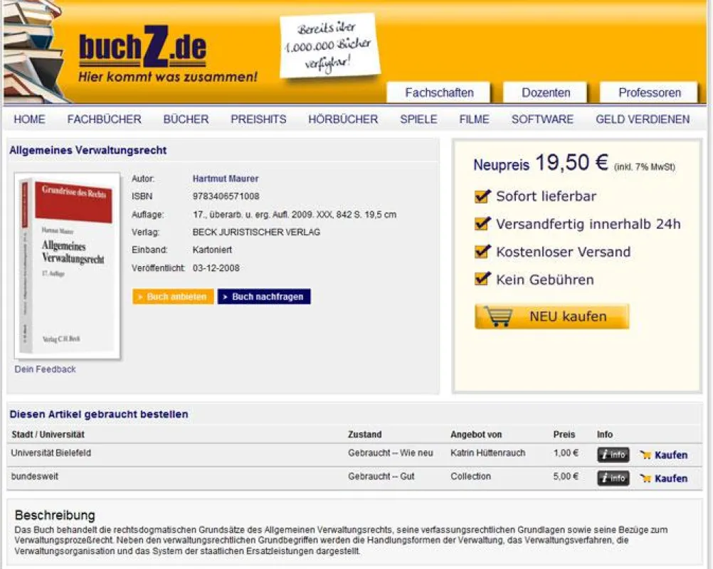 buchZ - Der Marktplatz für gebrauchte, neuwertige und neue (Fach-) Bücher