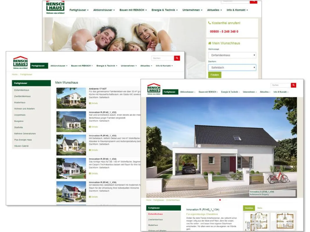 Rensch-Haus, Suchfunktion nach Wohnkonzept & Dachform