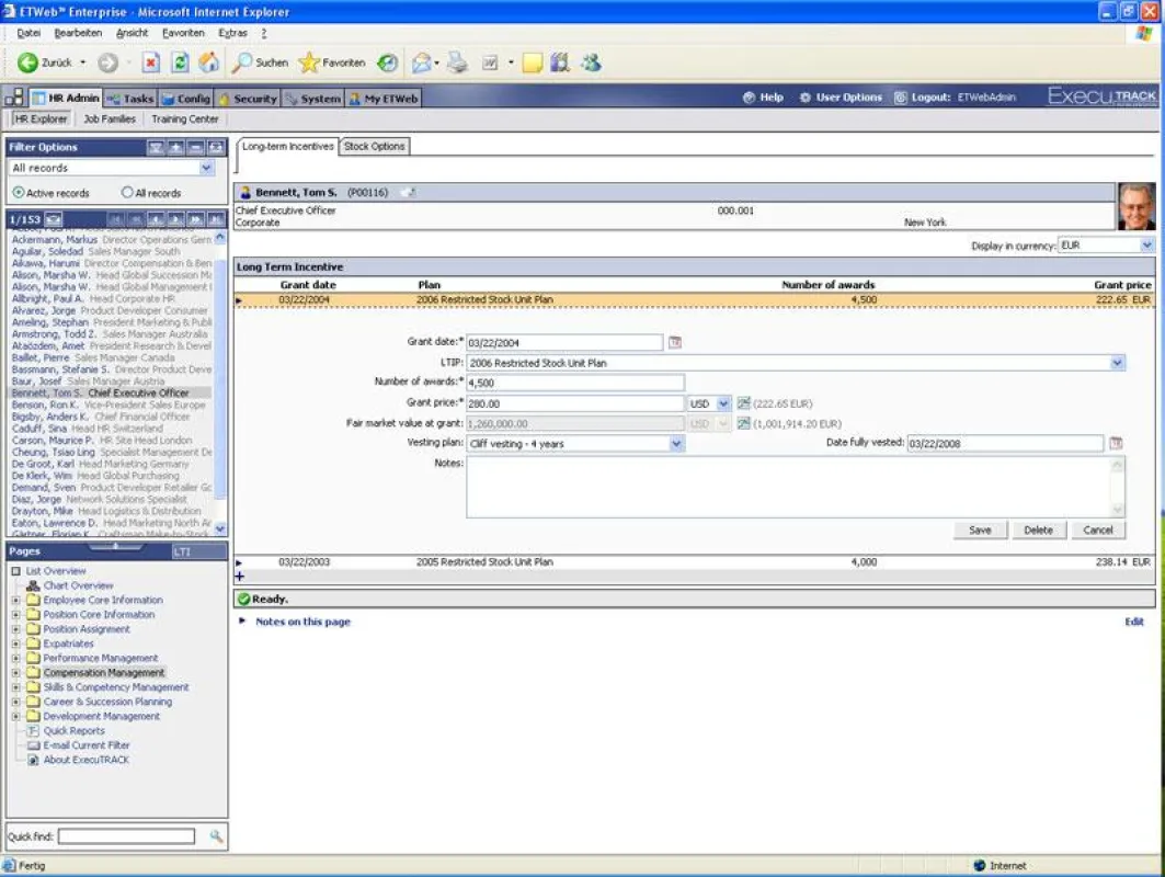 ETWeb Compensation Management