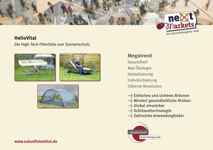 HelioVital-HighTech-Filterfolie zum Sonnenschutz und zur Sonnennutzung nominiert für Deutschen Zukunftsaward Bild: HelioVital-HighTech-Filterfolie zum Sonnenschutz und zur Sonnennutzung nominiert für Deutschen Zukunftsaward