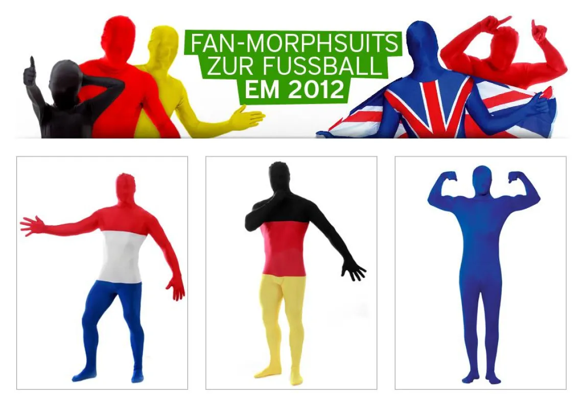 Mit den Fan-Morphsuits zeigen Fußball-Fans zur EM 2012 vollen Körpereinsatz!